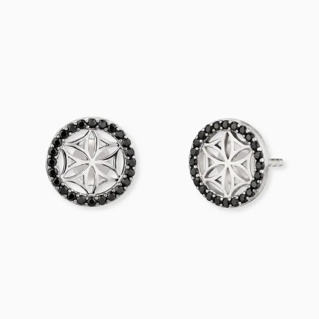 engelsrufer-ohrstecker-925er-silber-lebensblume-mit-zirkonia-schwarz image 1