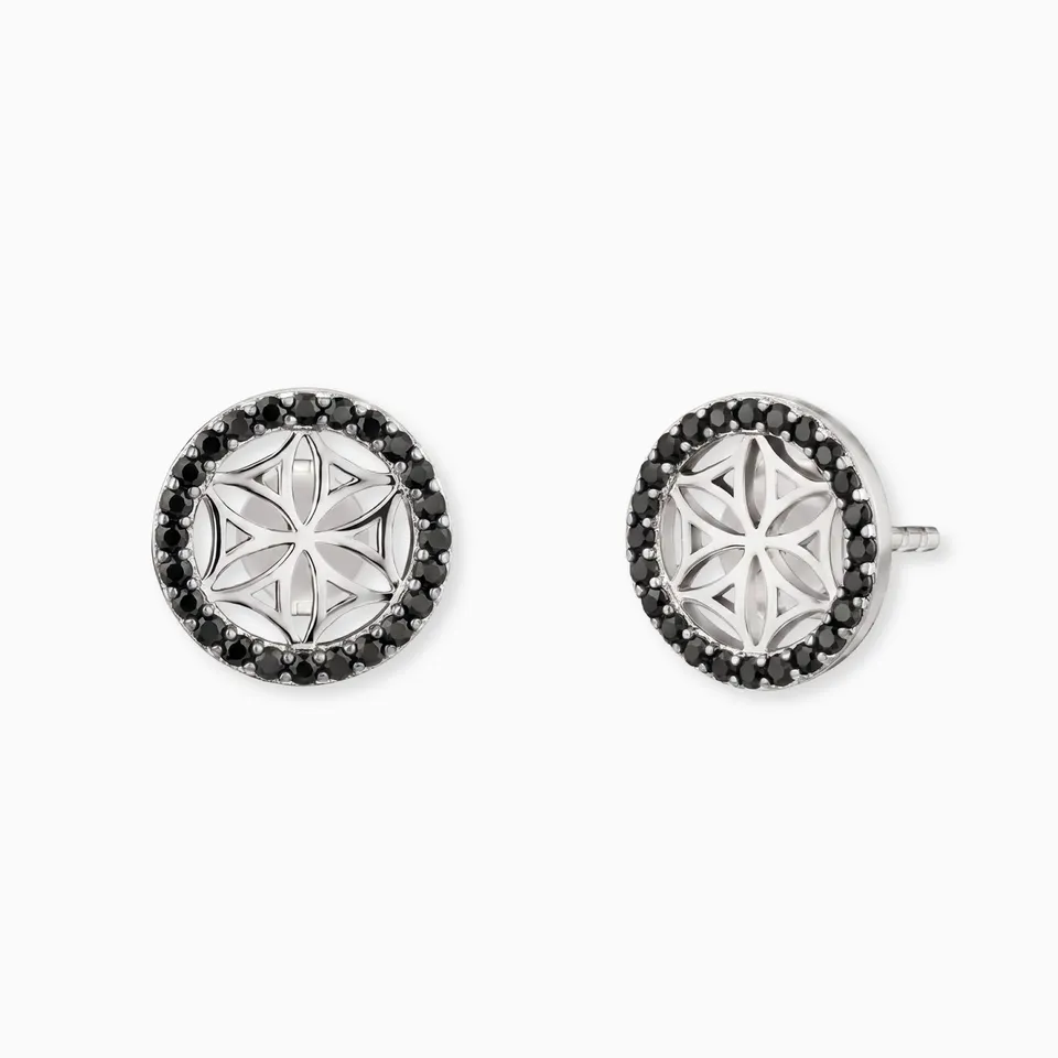 engelsrufer-ohrstecker-925er-silber-lebensblume-mit-zirkonia-schwarz image 1