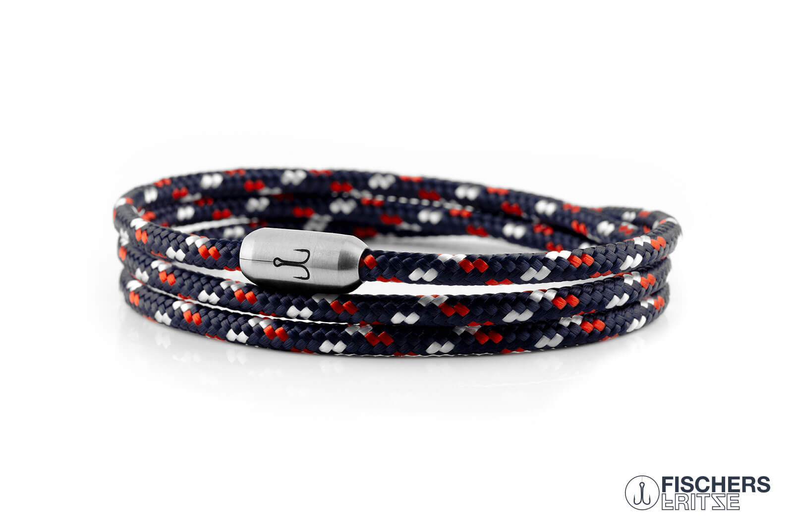 fischers-fritze-forelle-oskar-segeltau-armband-marineblau-rot-wei-4-mm image 1
