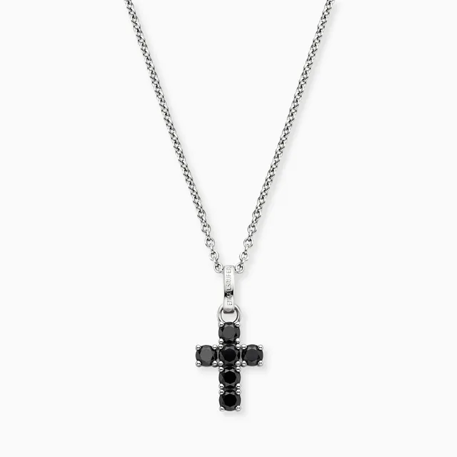 engelsrufer-halskette-925er-silber-kreuz-mit-zirkonia-schwarz image 1