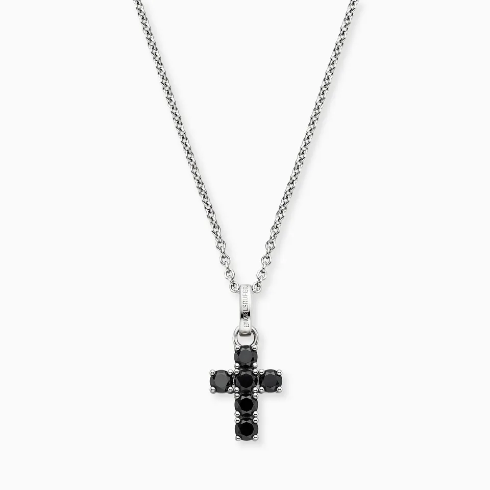 engelsrufer-halskette-925er-silber-kreuz-mit-zirkonia-schwarz image 1