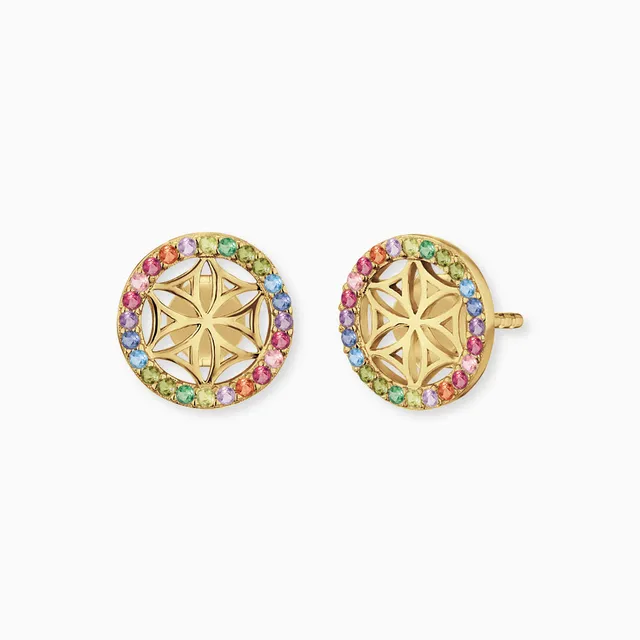 engelsrufer-ohrstecker-925er-silber-lebensblume-gold-mit-zirkonia-multicolor-flo image 1