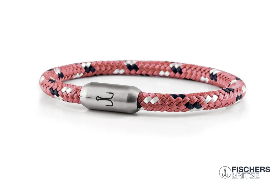 fischers-fritze-krabbe-rosalie-segeltau-armband-rosa-marineblau-wei-6-mm image 1