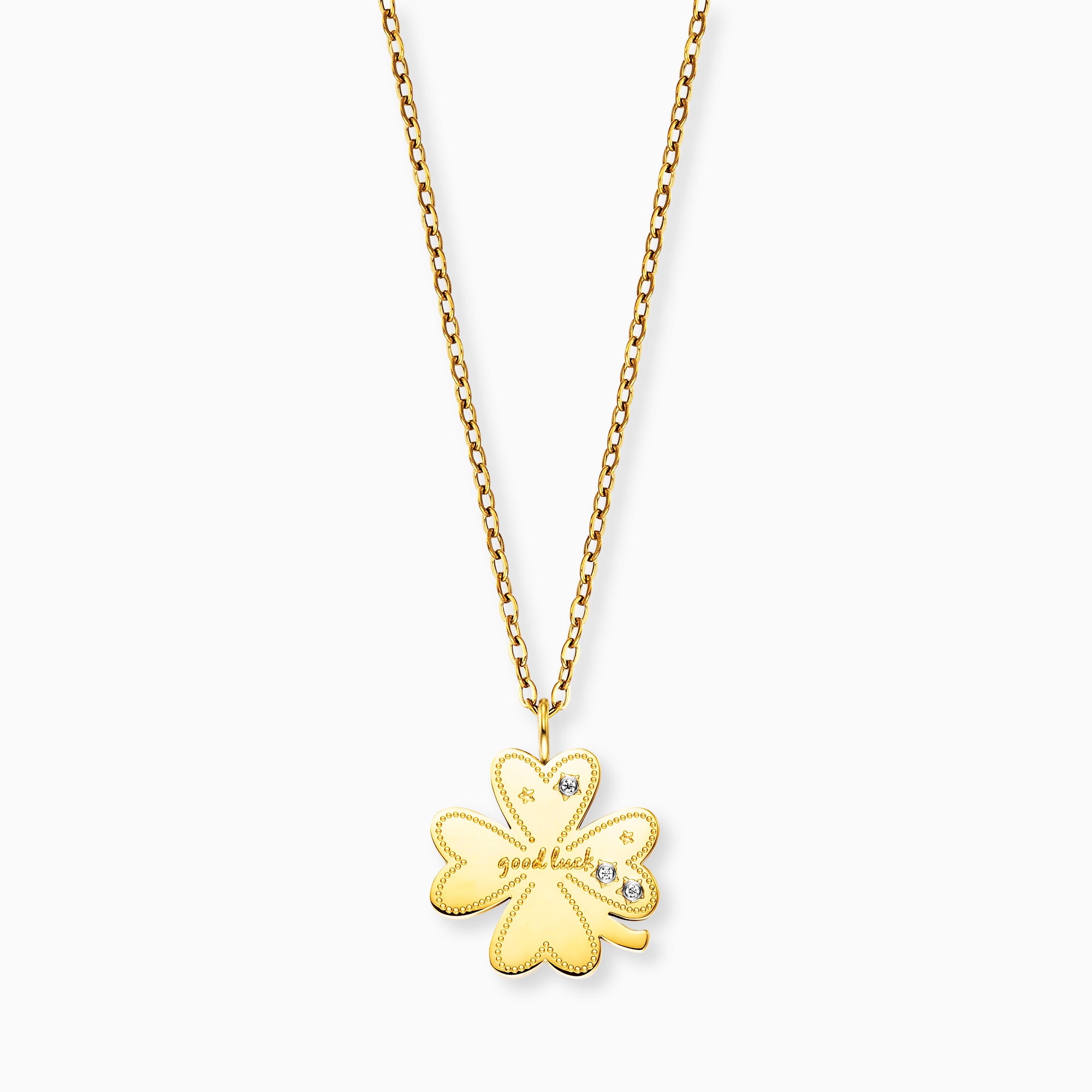 mysteel-by-engelsrufer-halskette-edelstahl-gold-mit-kleeblatt-happiness image 1