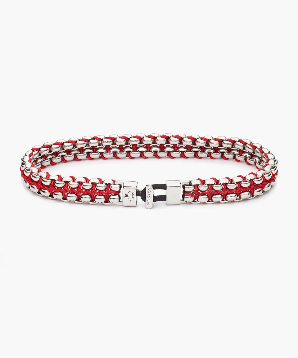 pig-hen-catena-venetian-7mm-raspberry-silver-damenarmband-edelstahl image 1