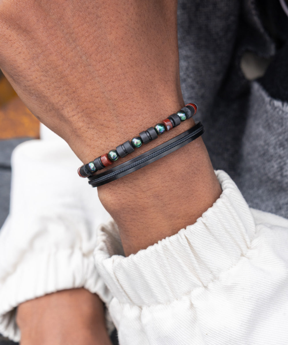 pig-hen-brontide-6mm-adjustable-koyasan-black-verstellbares-edelstein-armband-f- image 2