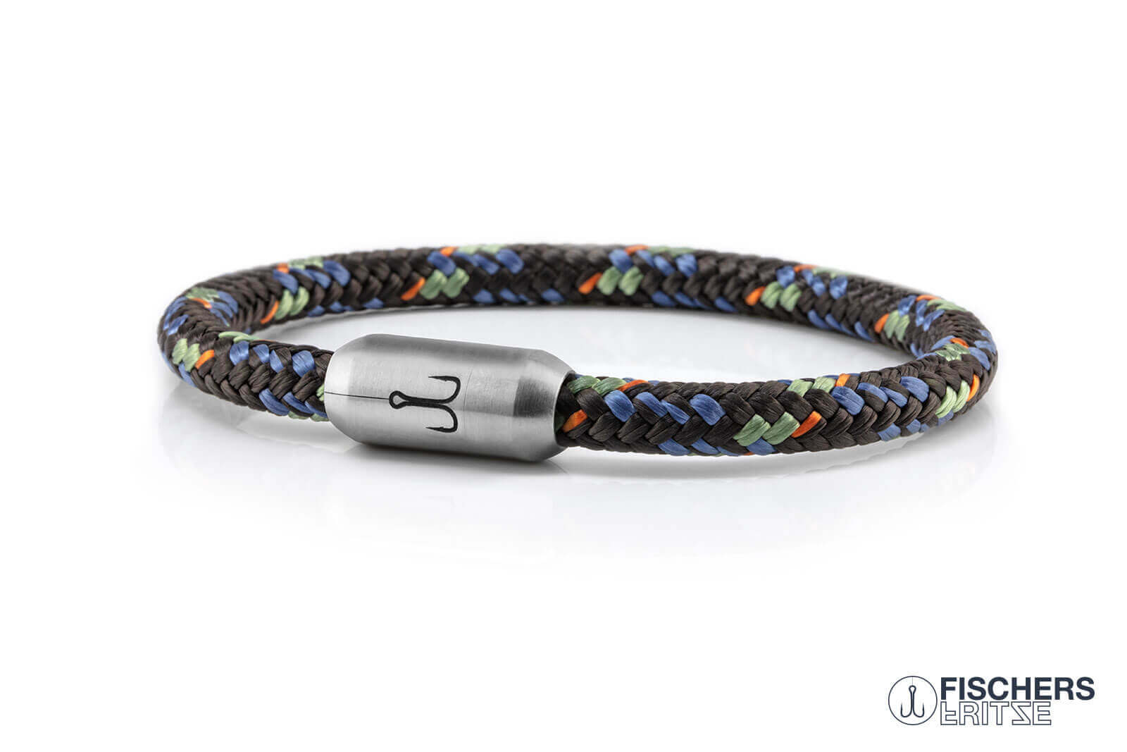 fischers-fritze-krabbe-jantje-armband-6mm-kaffeebraun-pastellblau-pastellgr-n-or image 1