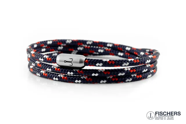 fischers-fritze-forelle-oskar-segeltau-armband-marineblau-rot-wei-4-mm image 1