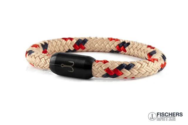 fischers-fritze-torpedomakrele-s-nke-segeltau-armband-beige-marineblau-rot-8-mm image 1