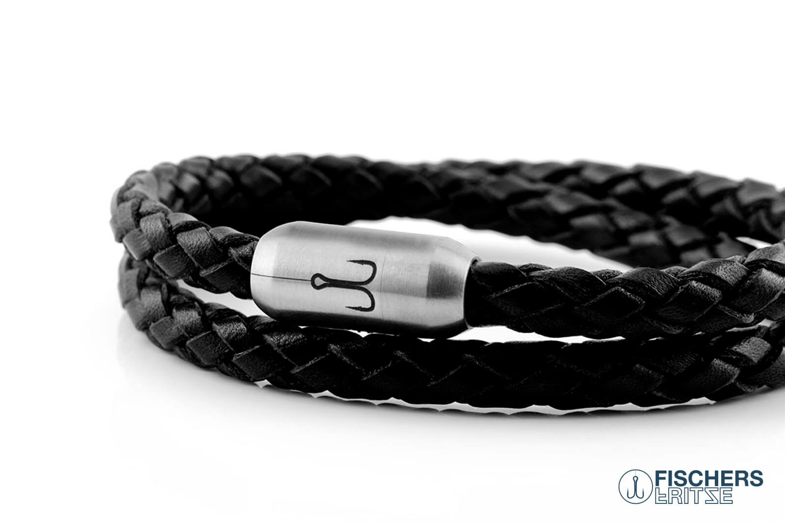 fischers-fritze-garnele-fernando-lederarmband-schwarz-geflochten image 5