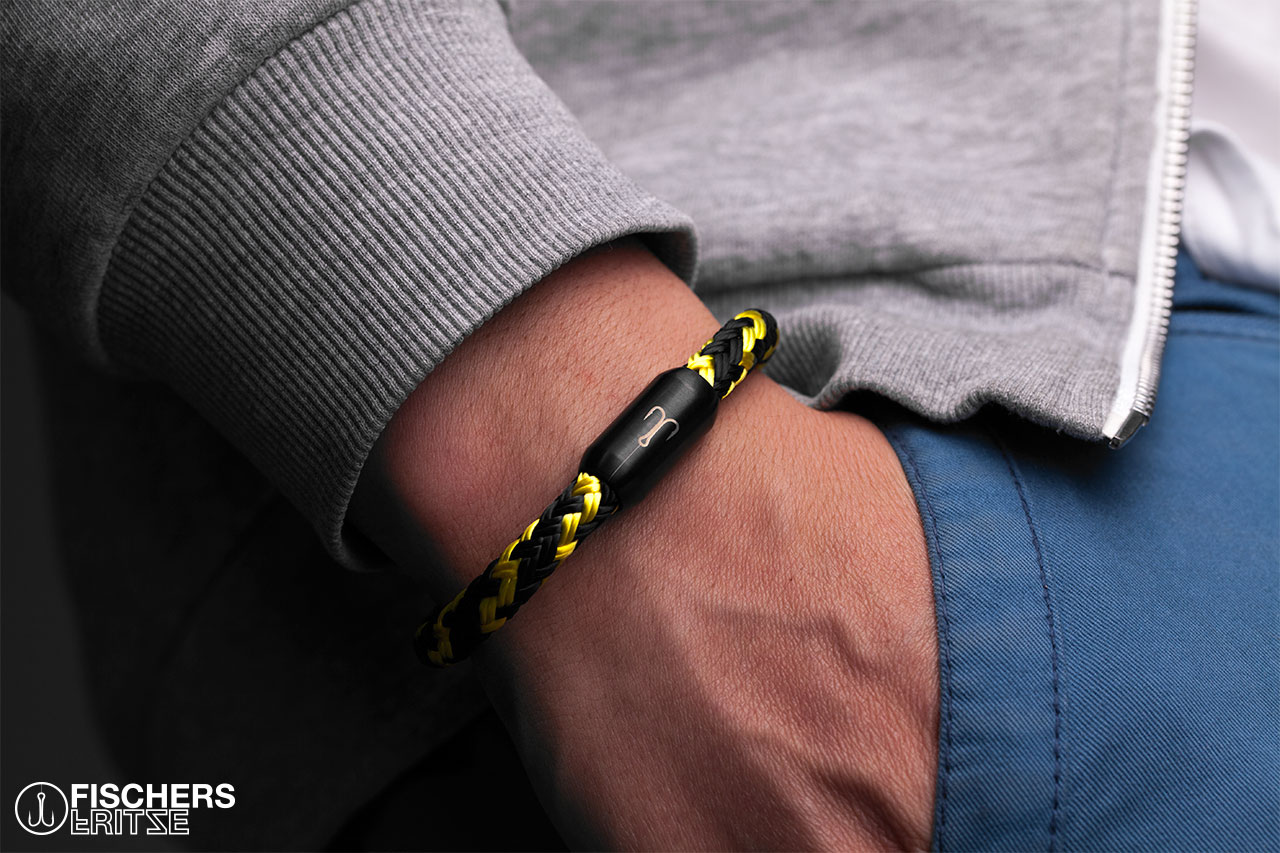 fischers-fritze-torpedomakrele-karlo-armband-schwarz-gelb-8-mm-segeltau image 2