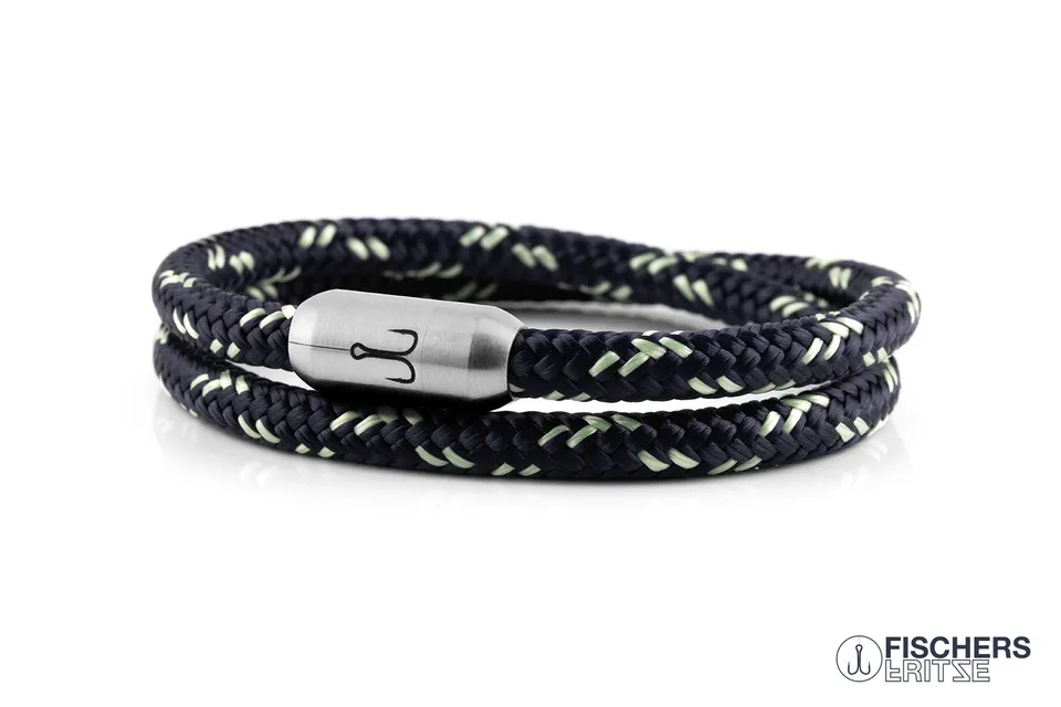 fischers-fritze-garnele-jasper-segeltau-armband-marineblau-mint image 1