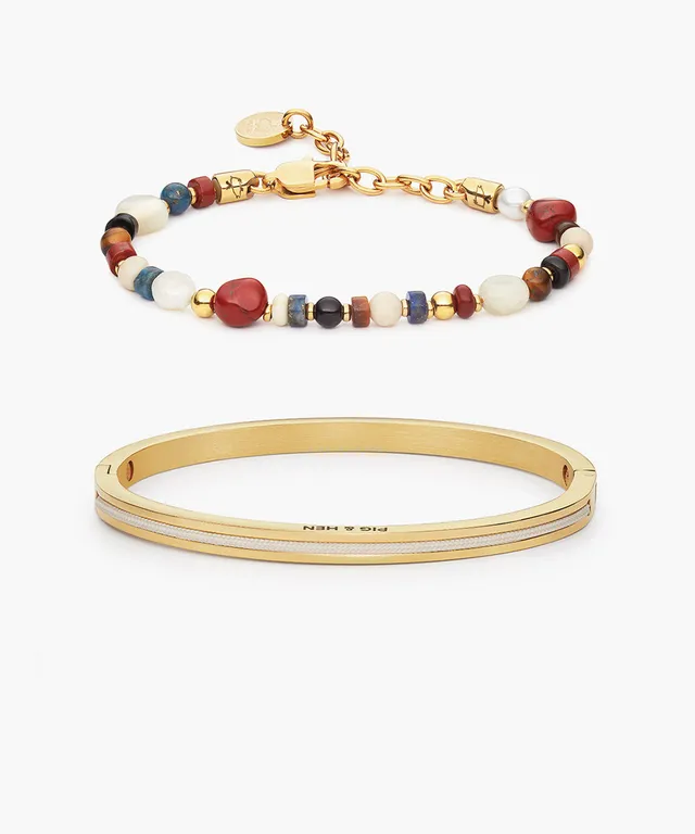 pig-hen-mosaic-aurora-maya-lou-ivory-armband-set-gold-damen image 1