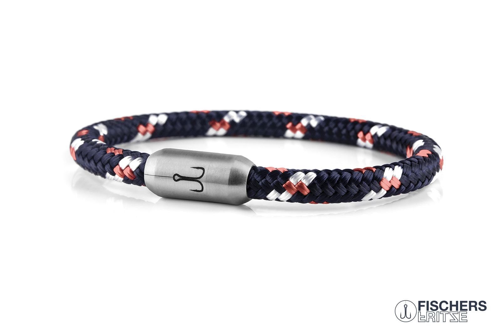 fischers-fritze-krabbe-klara-segeltau-armband-marineblau-rosa-wei-6mm image 1