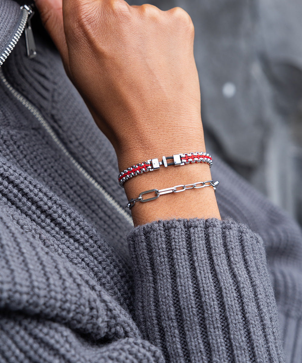 pig-hen-catena-venetian-7mm-raspberry-silver-damenarmband-edelstahl image 3