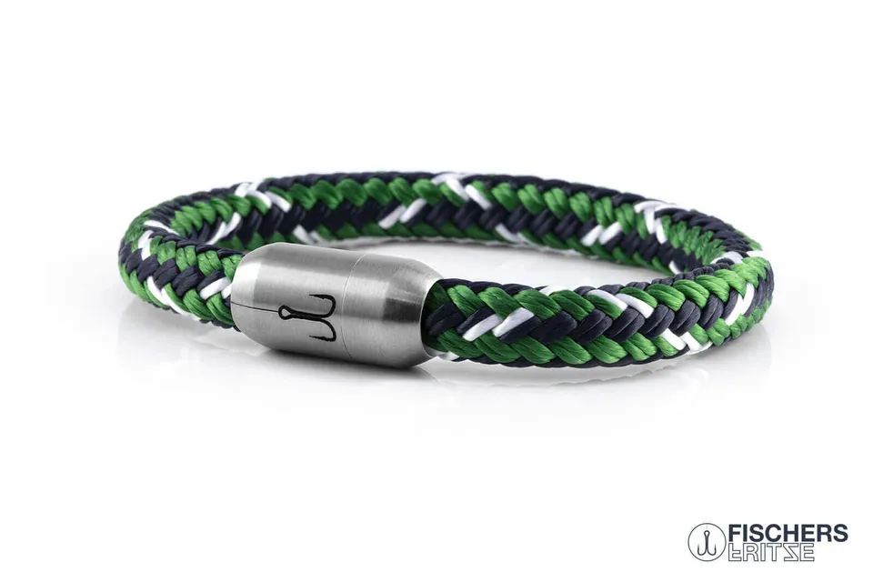 fischers-fritze-makrele-lars-segeltau-armband-marineblau-grasgr-n-weiss image 1