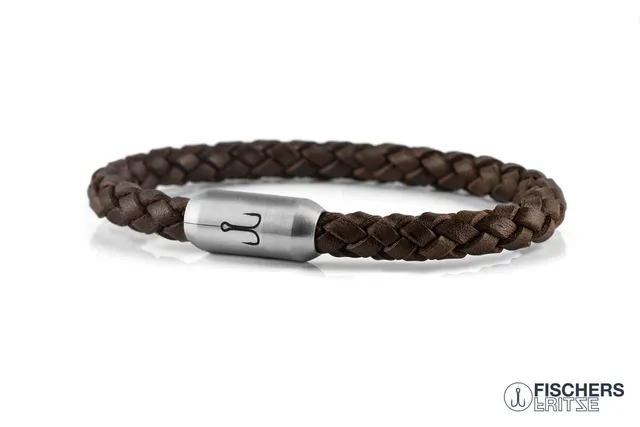 fischers-fritze-leder-krabbe-fine-armband-braun-geflochten-6mm image 1