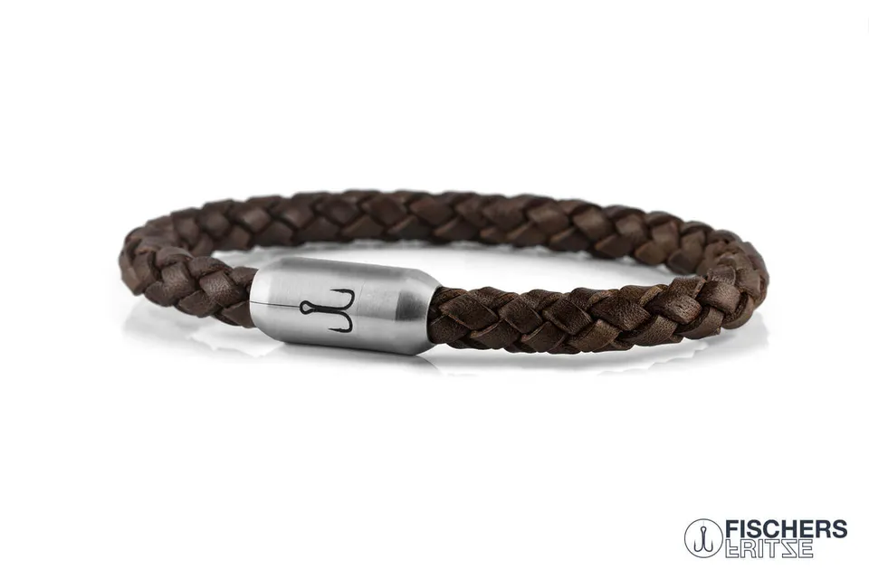 fischers-fritze-leder-krabbe-fine-armband-braun-geflochten-6mm image 1