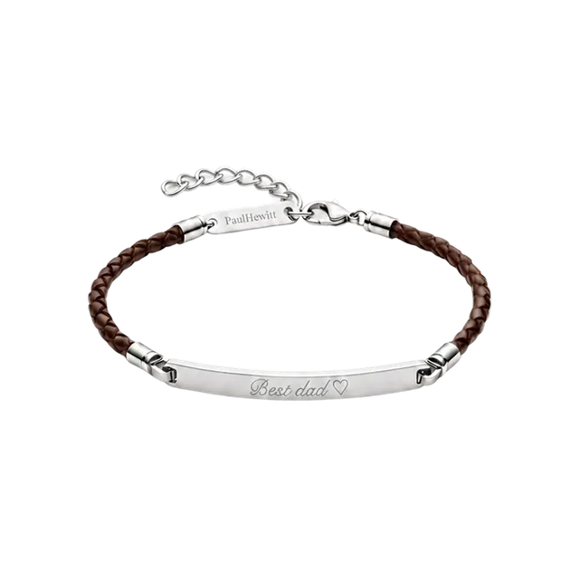 paul-hewitt-id-armkette-leder-braun-silber-herrenarmband-aus-marinium-ocean-stee image 1