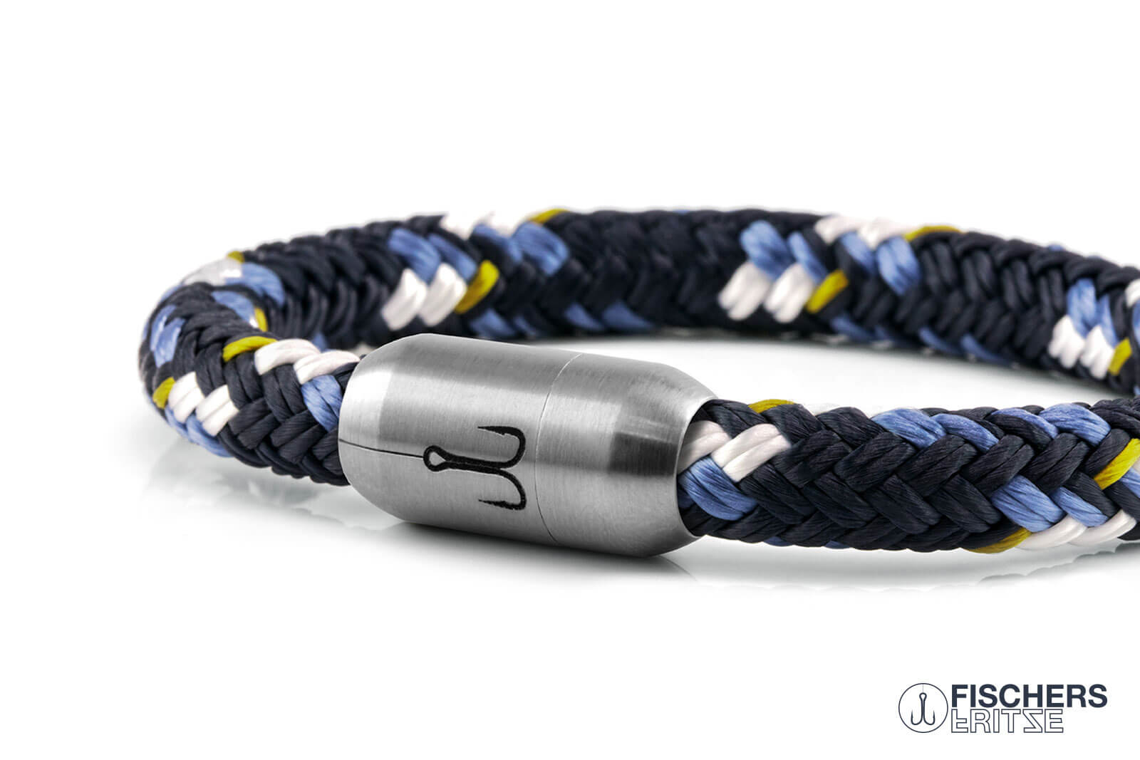 fischers-fritze-makrele-mats-segeltau-armband-marineblau-pastellblau-weiss-curry image 7