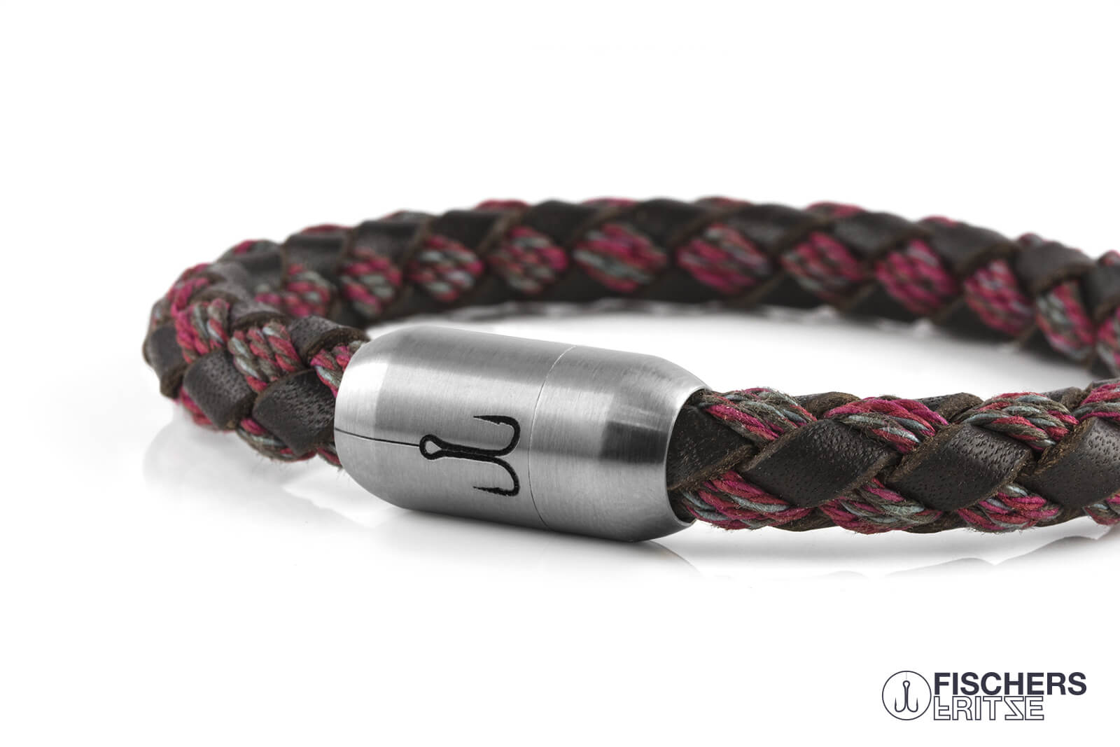 fischers-fritze-leder-makrele-fargo-armband-geflochten-braun-dunkelrot-grau image 8