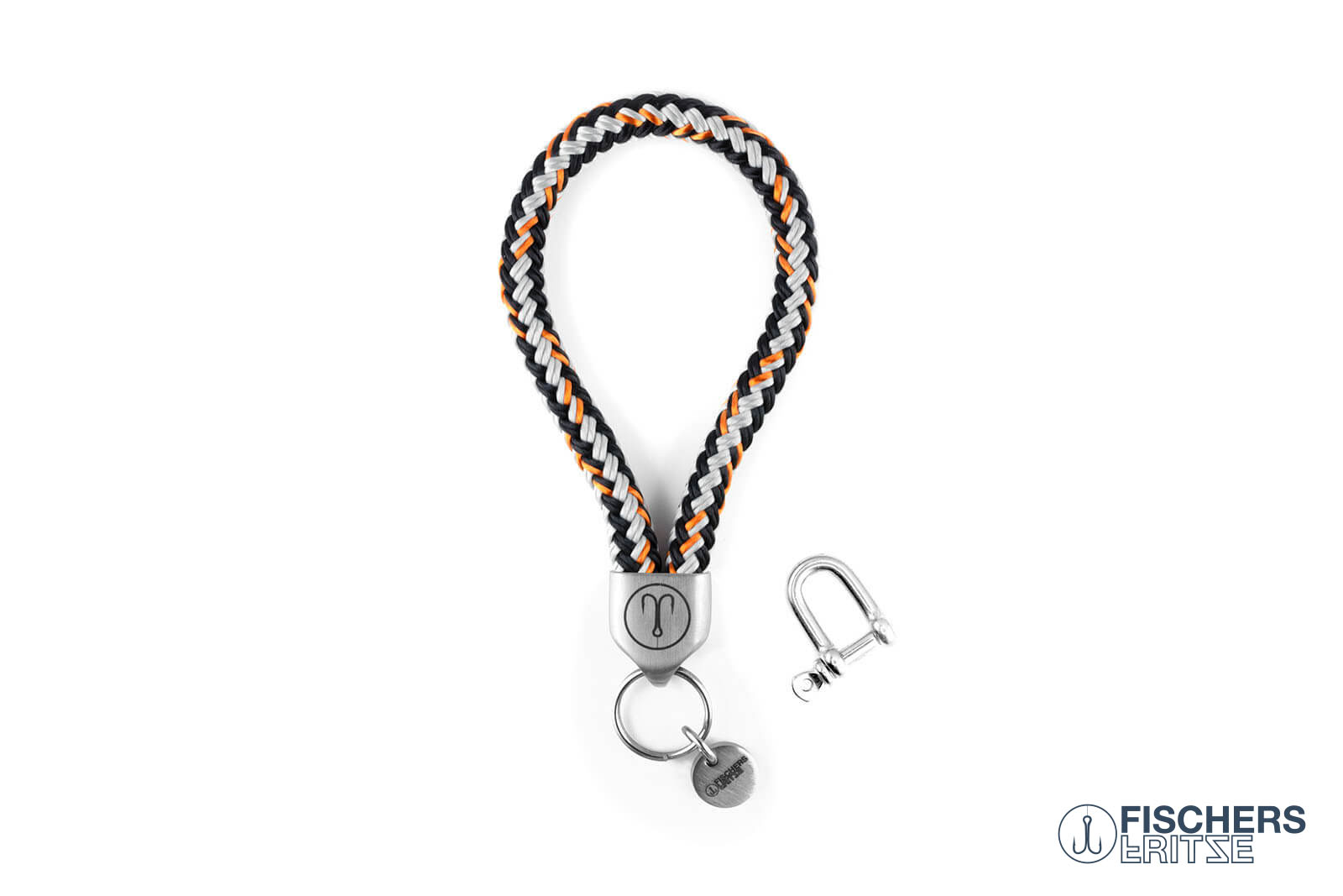 fischers-fritze-dicker-hering-simon-schl-sselanh-nger-schwarz-grau-orange-8mm image 1