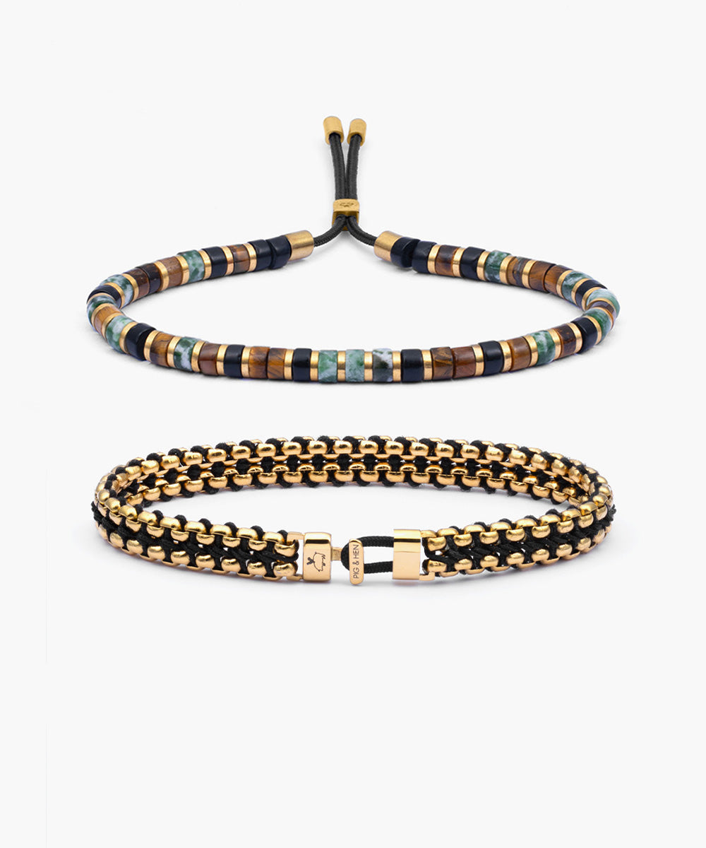 pig-hen-brontide-nagoya-catena-venetian-7mm-armband-set-gold-gr-n image 1
