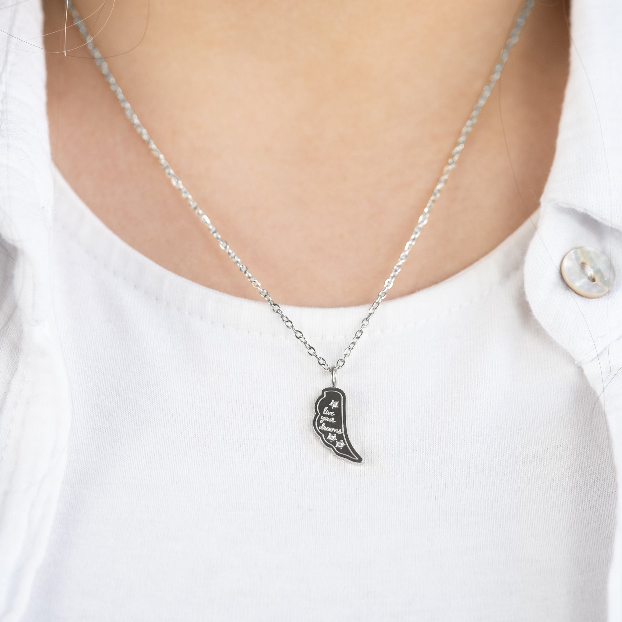 mysteel-by-engelsrufer-halskette-edelstahl-silber-live-your-dream-mit-gru-karte image 2