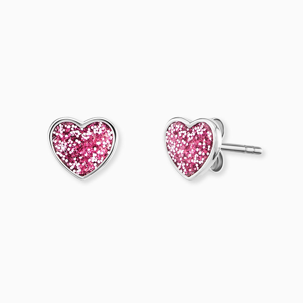 engelsrufer-kinder-ohrstecker-edelstahl-glitzerherz-mit-emaille-rosa-ip-rhodium image 1