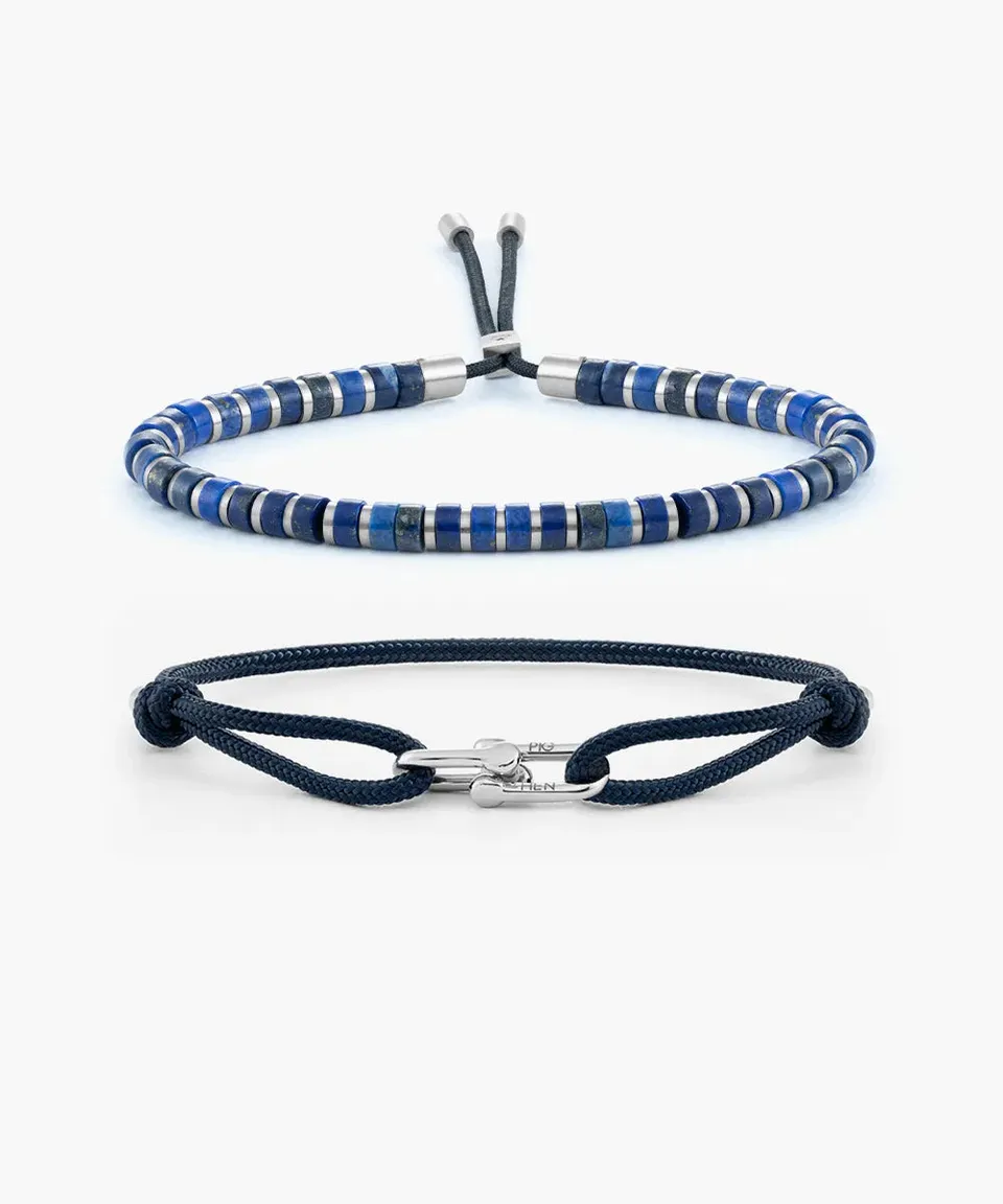 pig-hen-brontide-okinawa-daunting-dean-armband-set-navy-silber image 1