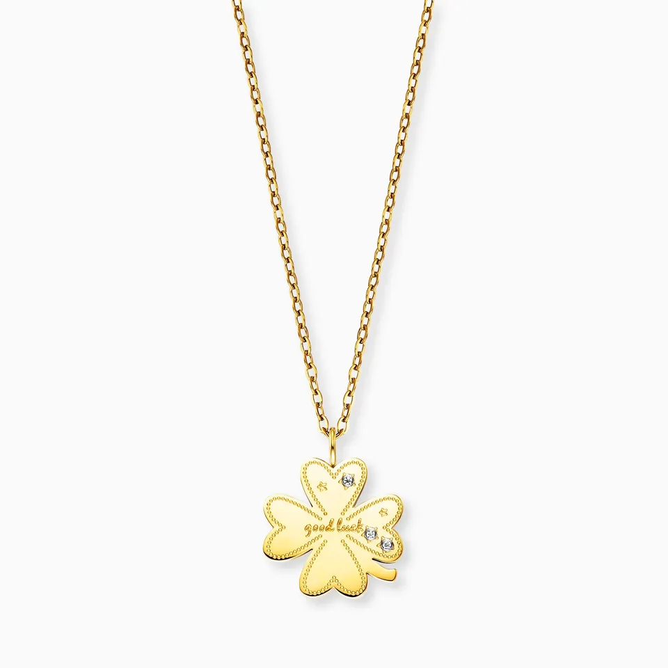 mysteel-by-engelsrufer-halskette-edelstahl-gold-mit-kleeblatt-happiness image 1