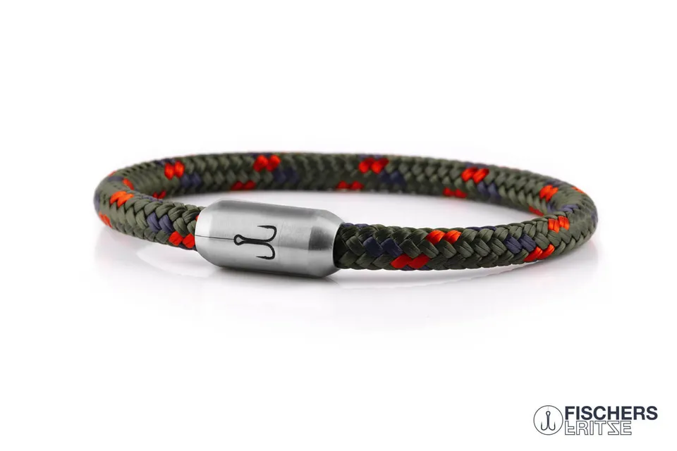 fischers-fritze-krabbe-gunda-segeltau-armband-olivgr-n-marineblau-rot image 1