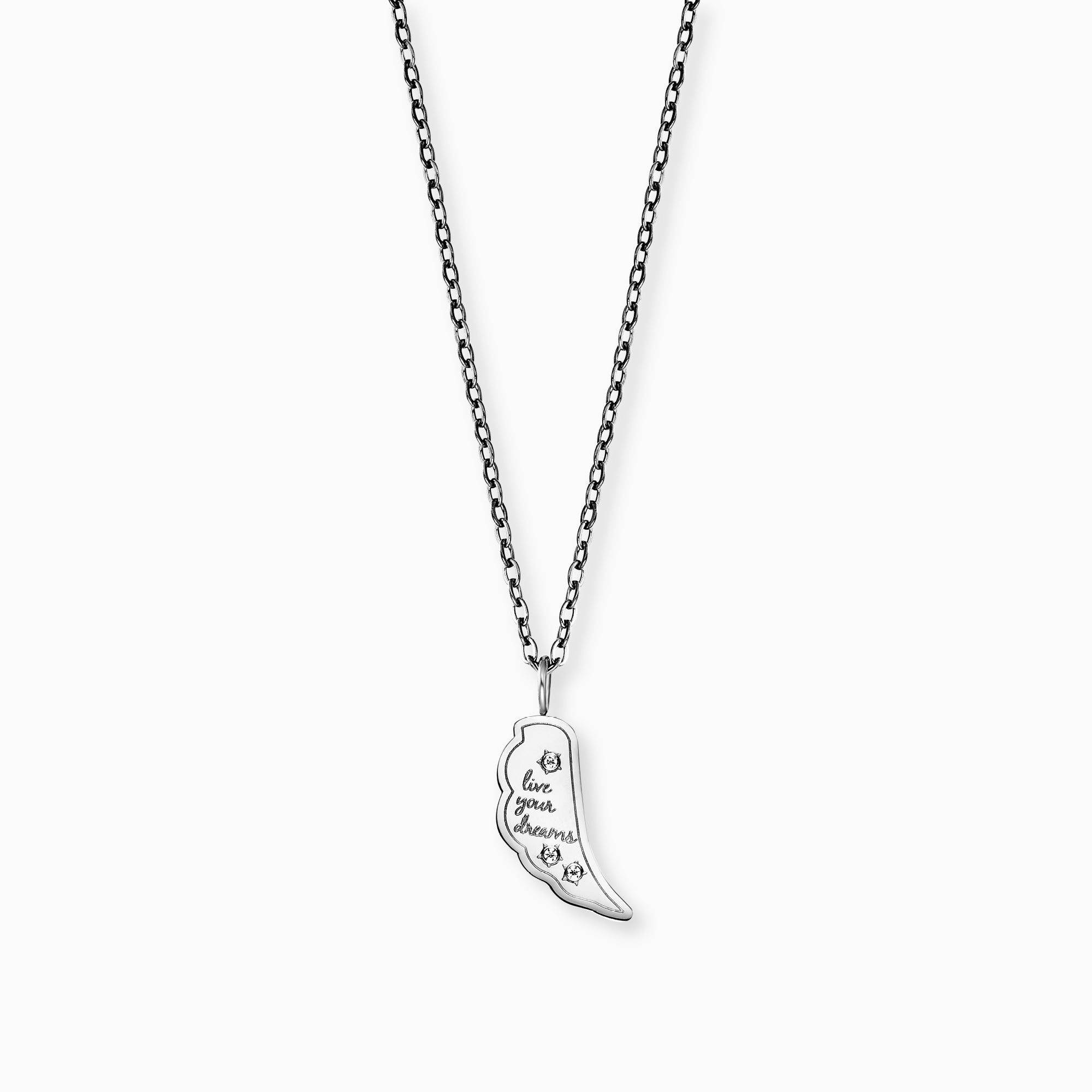 mysteel-by-engelsrufer-halskette-edelstahl-silber-live-your-dream-mit-gru-karte image 1
