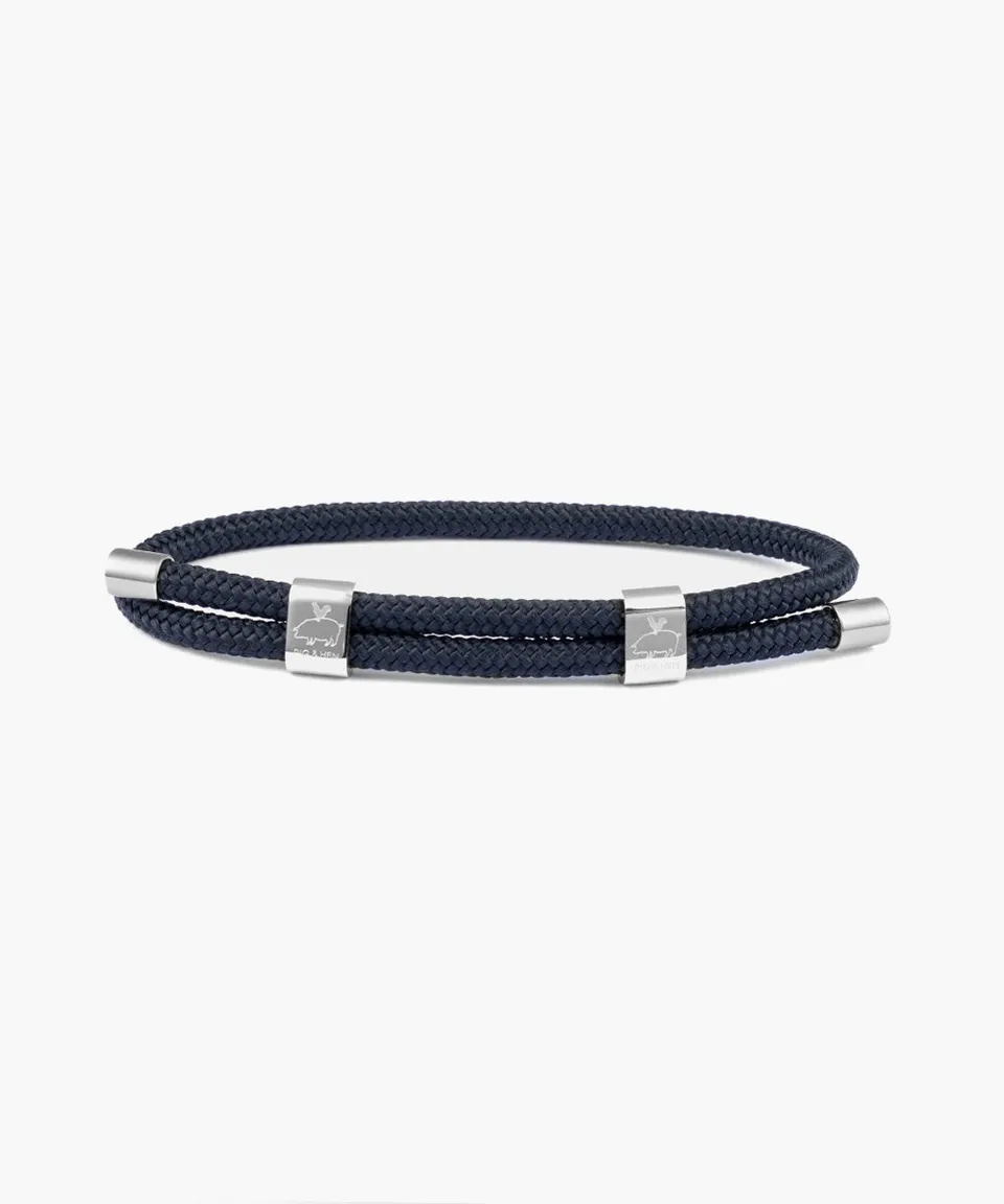 pig-hen-little-lewis-dbl-seil-armband-herren-navy-silver image 1