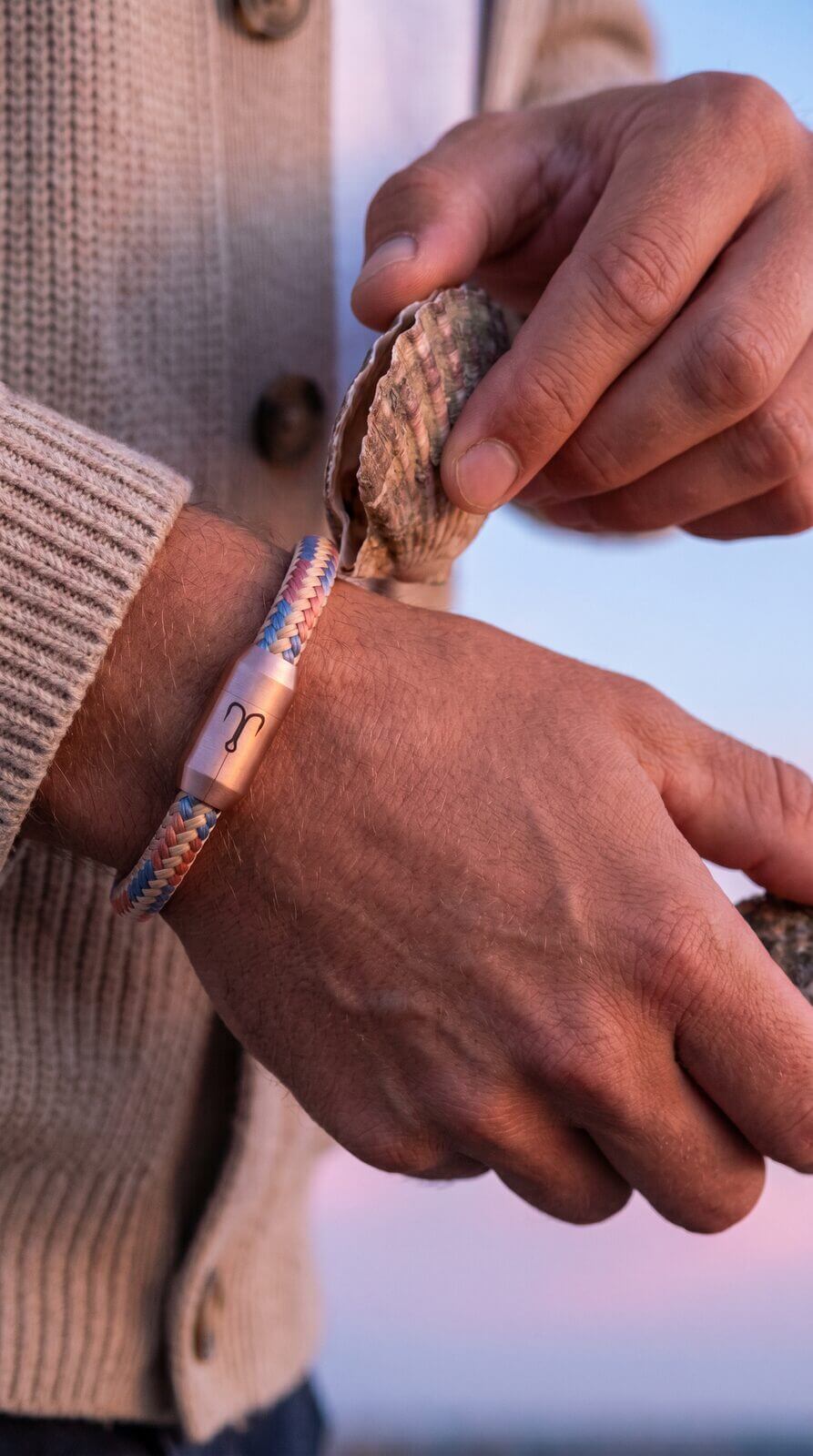 fischers-fritze-k-nigskrabbe-sienna-segeltau-armband-natur-altrosa-pastelblau image 5