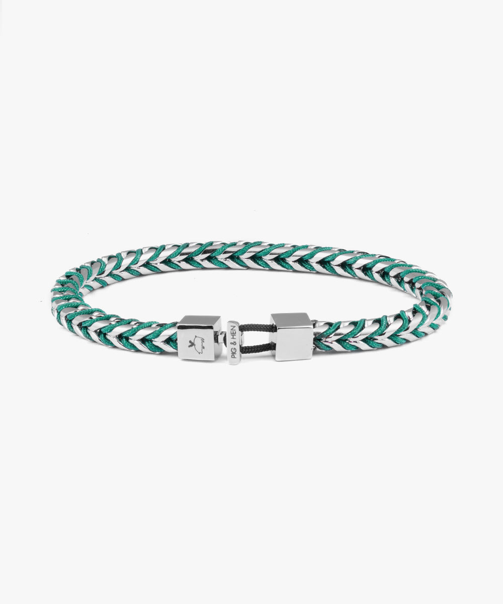 pig-hen-catena-foxtail-herren-armband-patina-green-silber image 1