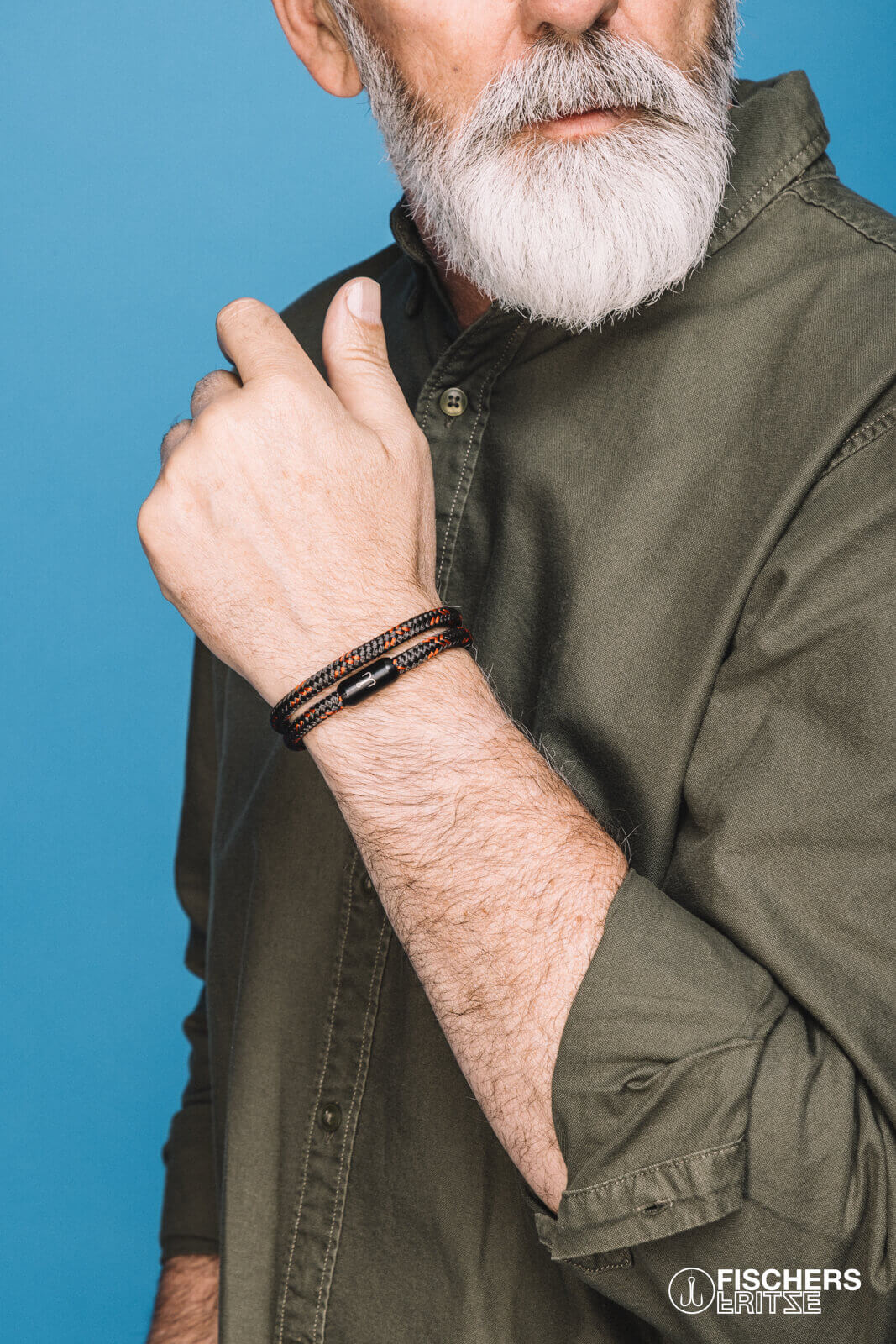 fischers-fritze-torpedogarnele-siegfried-segeltau-armband-kaffeebraun-coral image 3