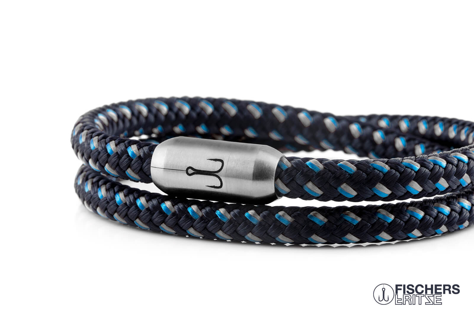 fischers-fritze-garnele-ferdinand-segeltau-armband-marineblau-stahlblau-grau image 6