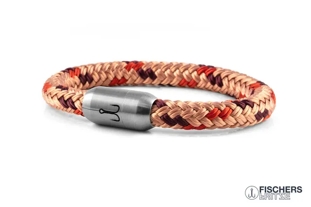 fischers-fritze-makrele-hannes-segeltau-armband-pastellrot-coral-dunkelrot image 1