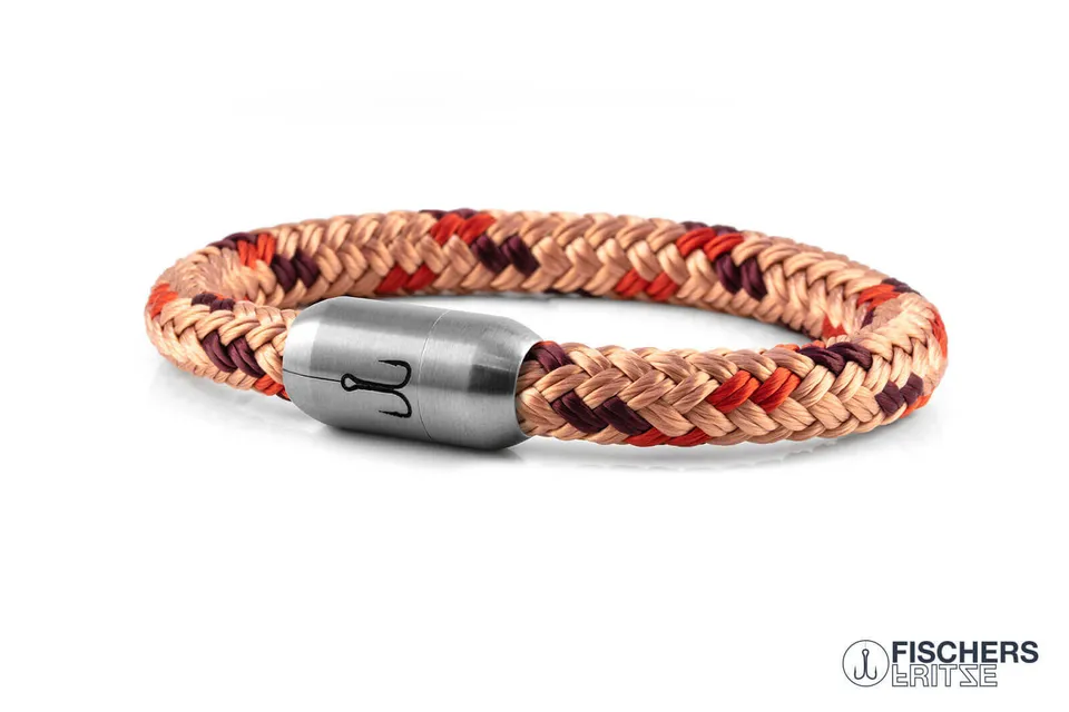 fischers-fritze-makrele-hannes-segeltau-armband-pastellrot-coral-dunkelrot image 1