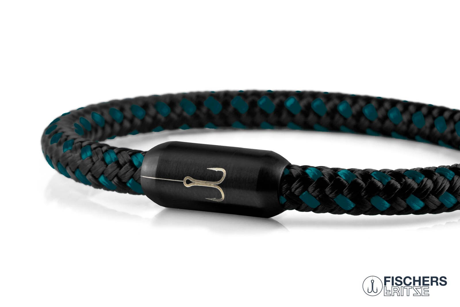 fischers-fritze-torpedokrabbe-freja-segeltau-armband-schwarz-petrol image 6