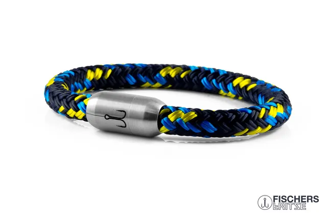 fischers-fritze-makrele-lorenz-armband-marineblau-stahlblau-gelb-8-mm image 1