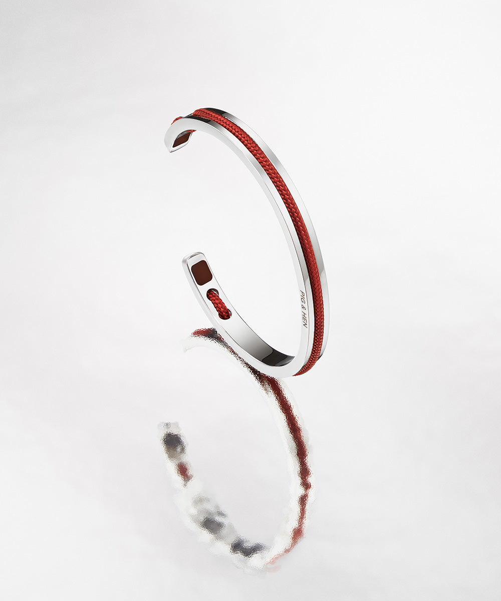 pig-hen-navarch-6mm-herren-cuff-armband-velvet-red-silver image 4