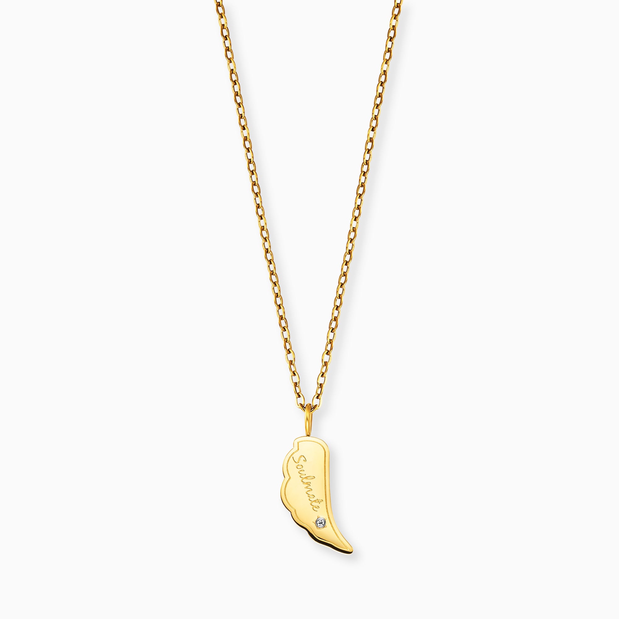 engelsrufer-mysteel-halskette-edelstahl-gold-mit-anh-nger-soulmate-und-gru-karte image 1