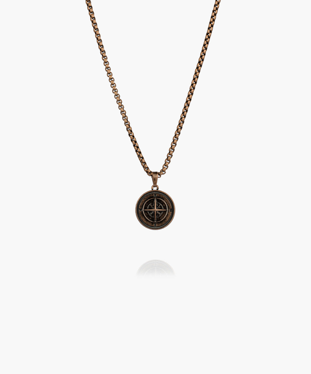 pig-hen-compass-rose-herren-halskette-anh-nger-bronze image 1