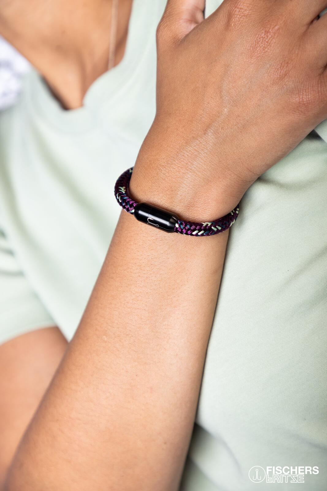 fischers-fritze-torpedokrabbe-marlene-segeltau-armband-aubergine-mint-petrol-6-m image 5