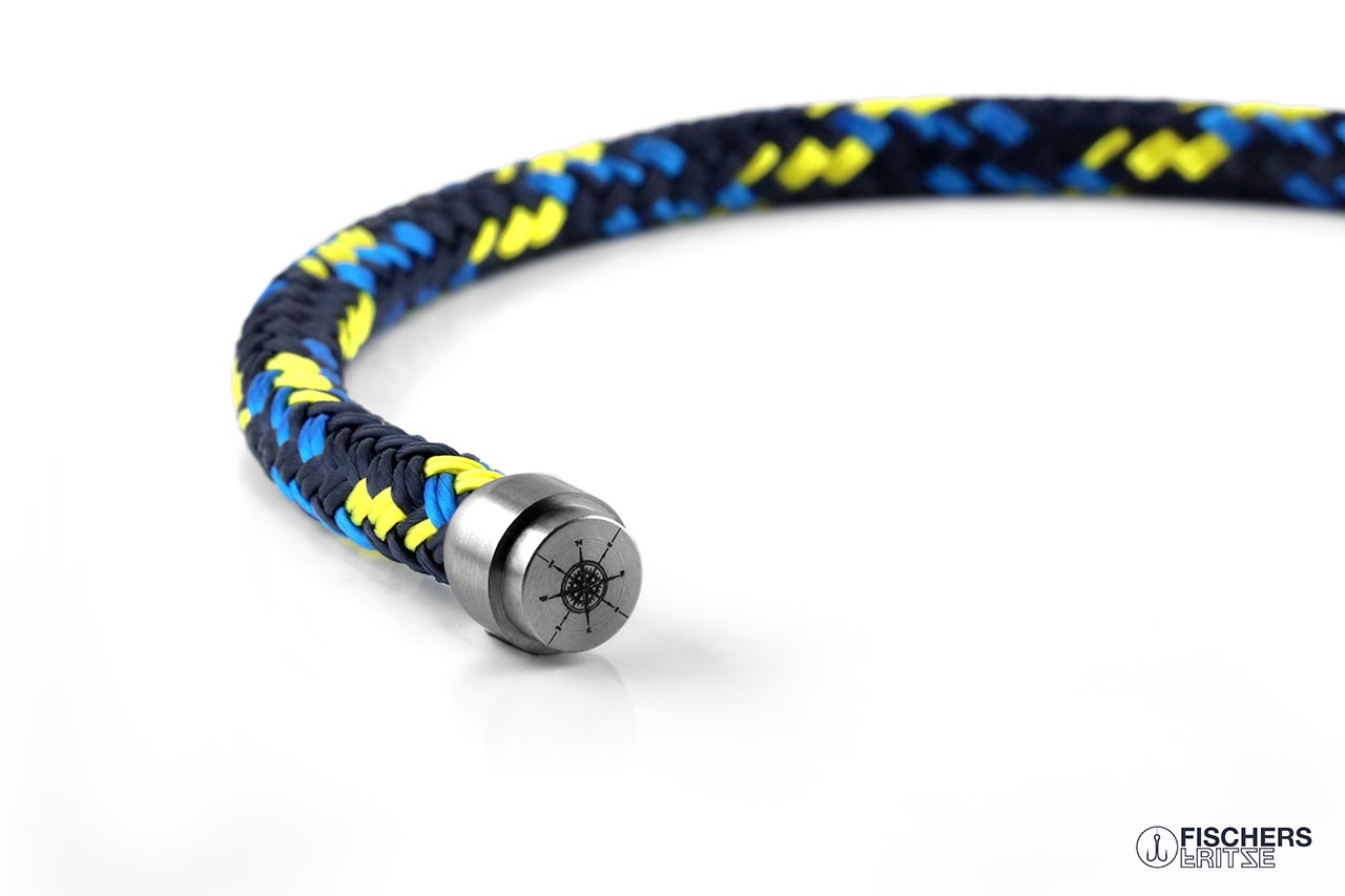 fischers-fritze-makrele-lorenz-armband-marineblau-stahlblau-gelb-8-mm image 4