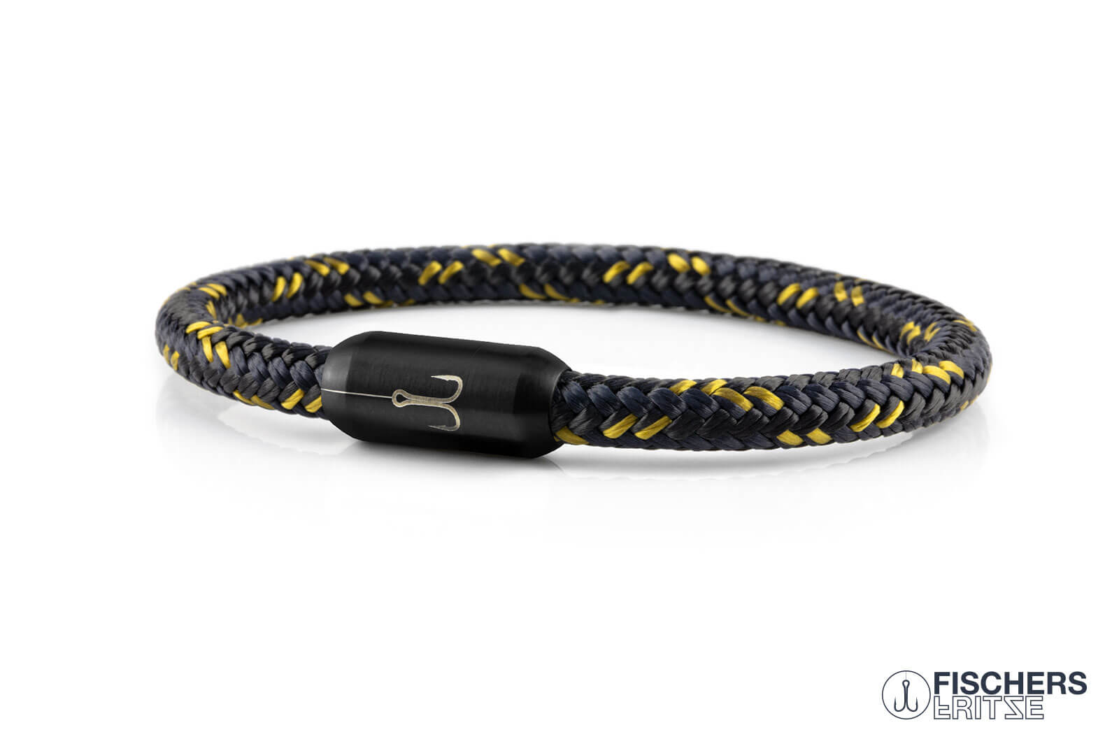fischers-fritze-torpedokrabbe-constanze-armband-schwarz-marineblau-currygelb-6mm image 1