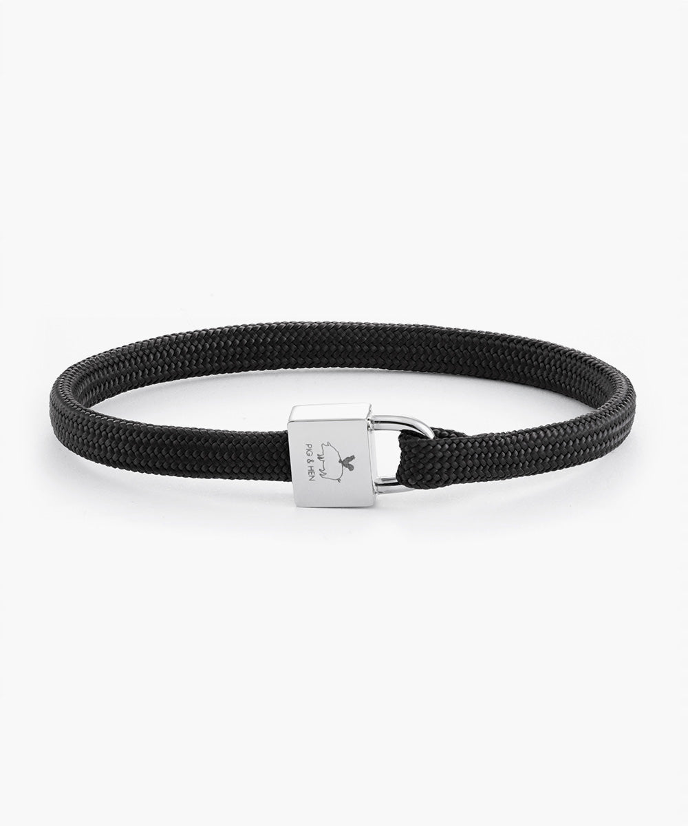 pig-hen-billy-armband-schwarz-silber-damen-seil-edelstahl image 1
