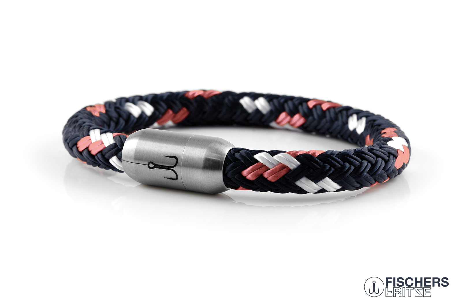 fischers-fritze-makrele-klaas-armband-marineblau-rosa-weiss image 1